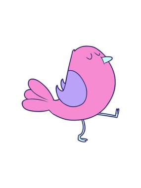 Retro çizgi film kuşunun dikkat çekici animasyonu