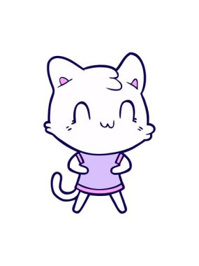 Çizgi film mutlu kedi çiziminin neon ışık efektleri