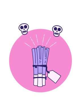 spinning skulls animation of icon of a tattoo style bunch of leeks
