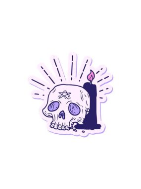 Dövme stili hayalet kafatası ve mum stili bir yapıştırmanın ayrıştırıcı etkisi