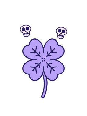 4 yapraklı yoncanın geleneksel stiliyle dövme animasyonu.