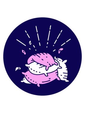 Dövme stili yastık yığınının neon ışık efekti canlandırması