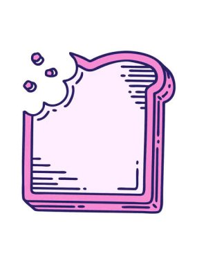 Isırılmış bir ekmek diliminin dövmesel görüntüsünün titreşimli hareketi