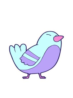 çizgi film neon rengi kuşun hareketli animasyonu