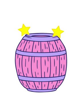spinning stars animation of hand drawn cartoon doodle of a wooden barrel