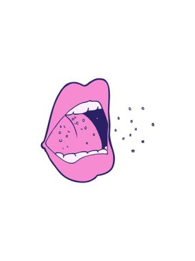 splitting effect animation of cartoon sneezing mouth