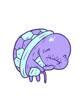 Bastonlu yaşlı kaplumbağa çizgi filminin basınçlı animasyonu.