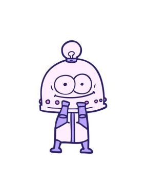 Ampul çizimi ile mutlu robotun canlandırma efektini göster