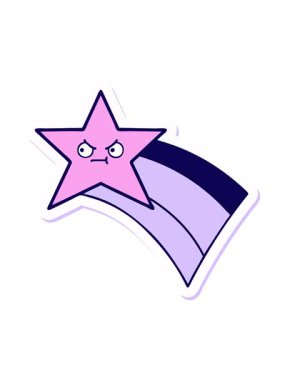 Gökkuşağı yıldızı vuran sevimli çizgi film çıkartmasının neon ışık efektleri