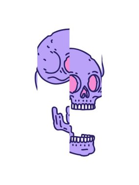 Bir kafatasının ikonik dövme ikonunun bölünmüş hareket animasyonu