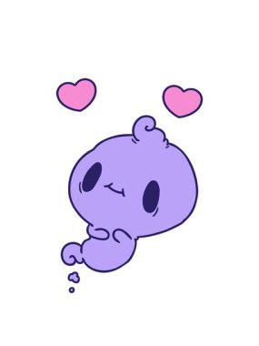 Bir kawai sevimli hayaletinin canlandırmasının dönen kalpleri.