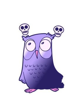 Çizgi film baykuşunun kafatası animasyonu