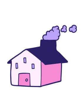 Çizgi film karikatür evinin bacalı animasyonunu çalıştırın.