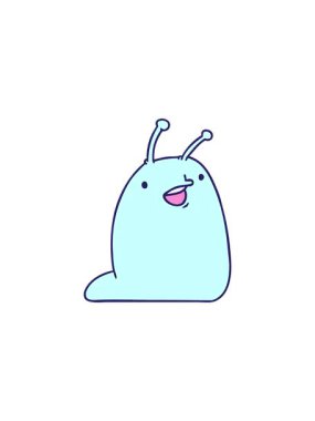 Şirin bir kawaii sümüklü böceğinin çizgi film çiziminin gösterişli satış animasyonu