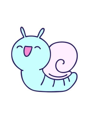 Tatlı bir salyangoz çizgi filminin basınçlı animasyonu