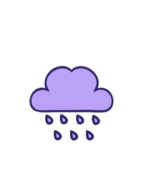 Yanıp sönen radyal çizgiler fırtına yağmuru bulutunun sevimli çizgi filmlerinin animasyonu