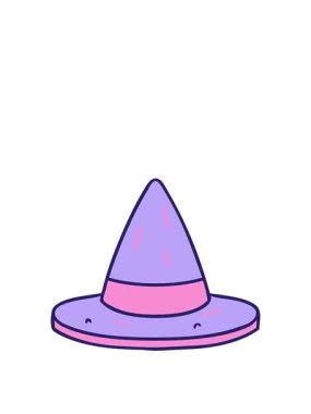 Bir cadı şapkasının çizgi film karalamalarının animasyonunu genişletiyorum.