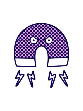 Bir mıknatısın çizgi roman tarzı çizgi filminin neon ışık efekti animasyonu