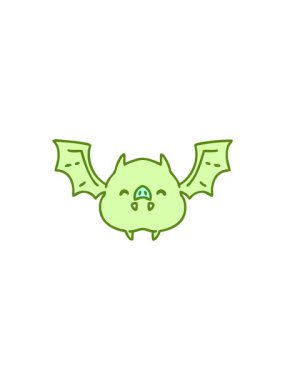 Çok tatlı bir cadılar bayramı yarasasının parlak renkli çizgi filminin satış animasyonu