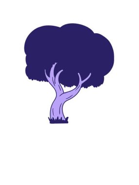 Yüksel ve süzül el animasyonu çizilmiş karikatür bir yaz ağacının karalaması