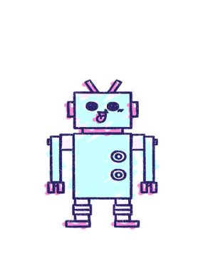 Mutlu Robot Tebeşir Çiziminin hareketli animasyonu