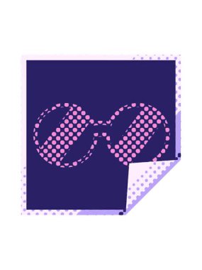 gözlüklerin canlandırmasını bob ve duraklat grafik vektör illüstrasyon kare soyma etiketi