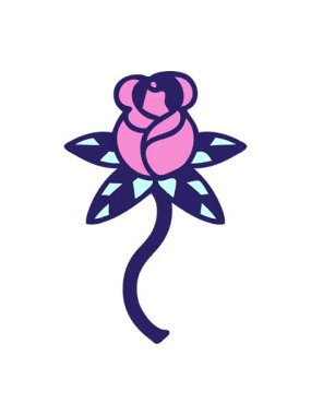 Dövme stili dekoratif çiçeğin çizgi filminin efekti