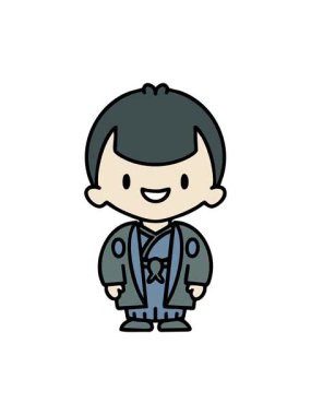 Geleneksel kıyafetler giyen Japon bir adamın animasyonunu durdurun ve durdurun.