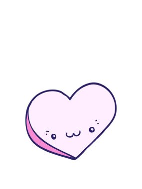 Çizgi film karakteri yüzlü aşk kalbini genişletiyor.