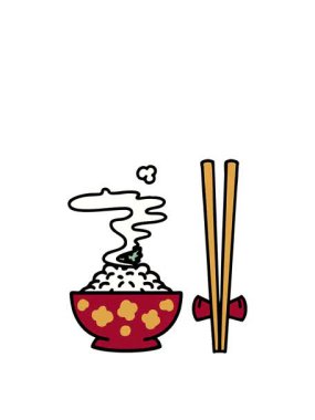 Buğulanmış pirincin desenli kasede zıplama hareketi