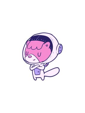 Çizgi film kedisi astronot hayvanların yıldız patlaması etkisi animasyonu