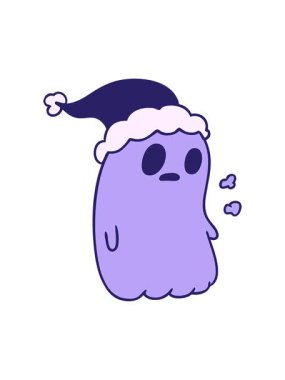 el hareketli animasyonları Kawaii hayaletinin Noel karikatürünü çiziyor.