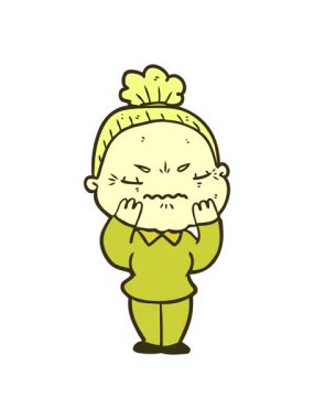 Çizgi filmin rengini değiştiren huysuz yaşlı kadın.