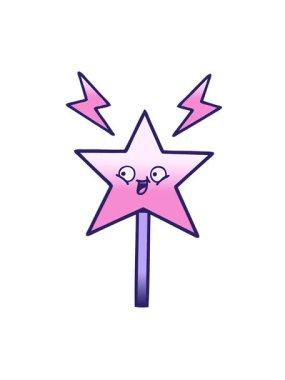 Sihirli bir değneğin gradyan gölgeli çizgi filminin titreşimli hareketi