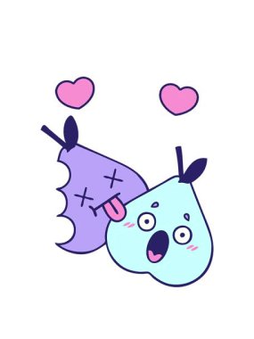 Tatlı armut karikatürlerinin dönen kalp animasyonu