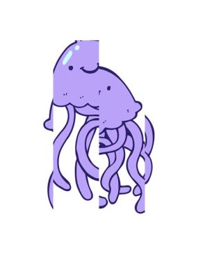 Mutlu denizanası çizgi filminin bölünen hareketi.