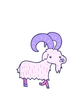 Yanıp sönen çizgi film çizgi film çizimleri. Keçi tasarımı.