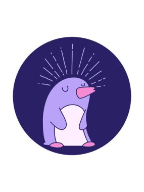 Dövme stili mutlu penguen ikonunun dönen hareket animasyonu