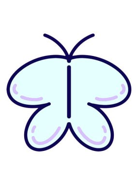 Bir kelebeğin basit, kalın çizgi filminin neon ışık efekti animasyonu