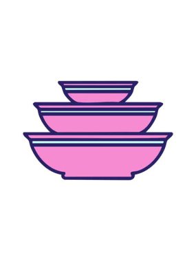 Seramik yemek kaseleri yığını hareketli animasyon çizimi