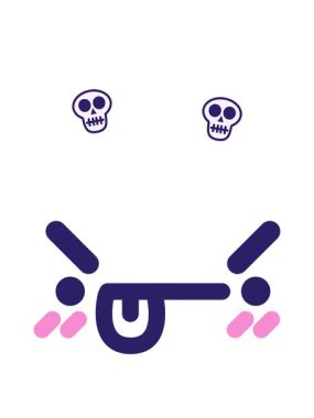 Bıkkın yüz simgesinin dönen kafatası animasyonu