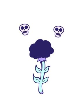 Bir çizgi film gülünün kafatası animasyonu