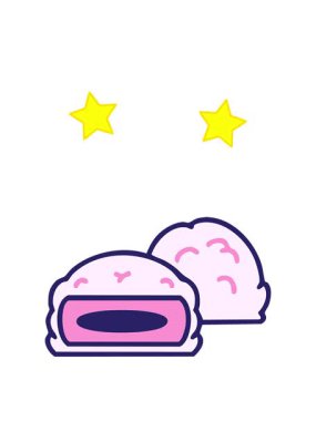 dönen yıldızlar geleneksel Japon tatlısının animasyonu.