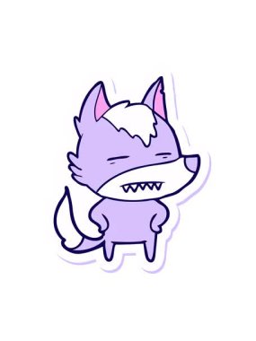 neon ışık efekti çizgi film kurtunun diş gösteren çıkartmasının animasyonu