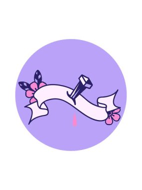 popping motion animation of tattoo style icon with banner of iron nail