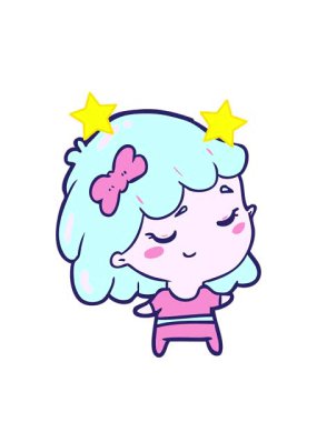 dönen yıldızların çizgi filmlerindeki mutlu kız animasyonları.