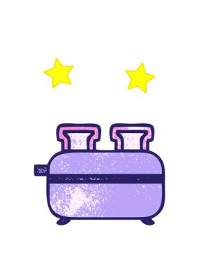 dönen yıldızlar çift tost makinesinin retro grunge doku çizgi filminin animasyonu