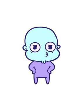 Karikatür animasyonu. Garip kel uzay adamı.