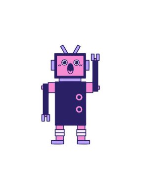 Bir robot çiziminin sevimli çizgi filminin hareketli animasyonu