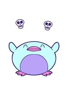 Çizgi film pengueninin kafatası animasyonu